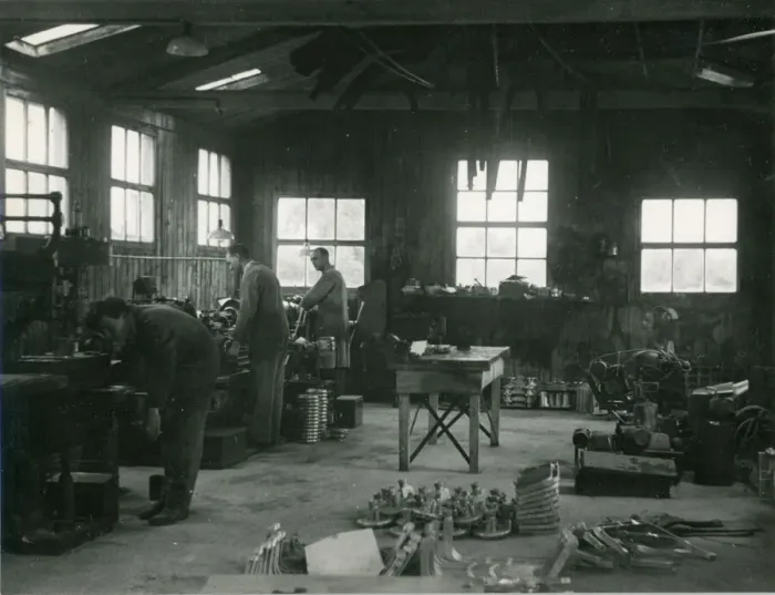 Framed Print : Workshop for engine test of machinery by Lawrence Hathaway