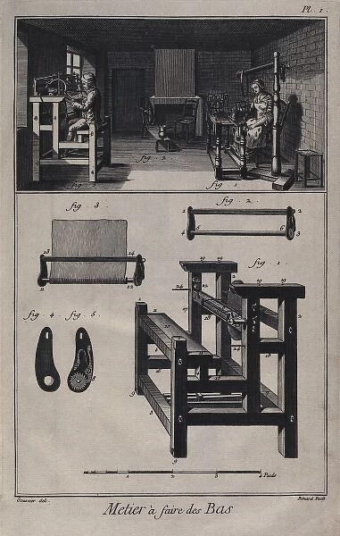 Workshop of weaver of stockings. Plate 1 for