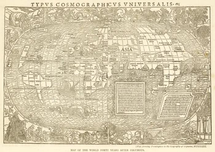Framed Print : World Map 1532 Grynaeus Framed Print : World Map 1532 Grynaeus