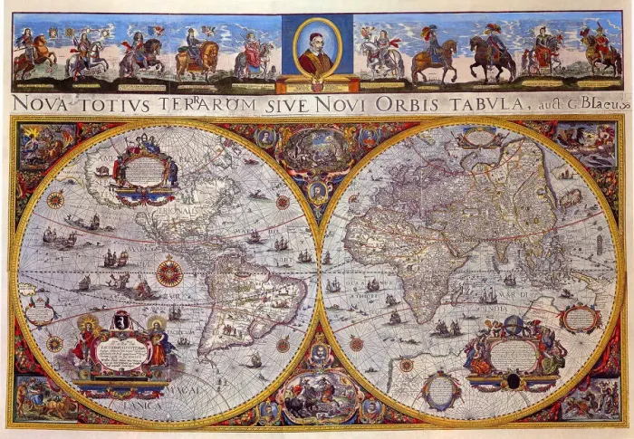Framed Print : World Map with Top Border Framed Print : World Map with Top Border