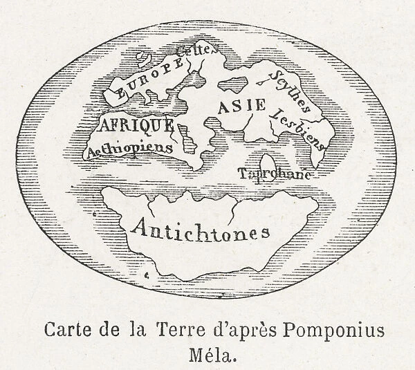 World Map c. 50AD. World Map as known to Pomponius Mela, Roman geographer