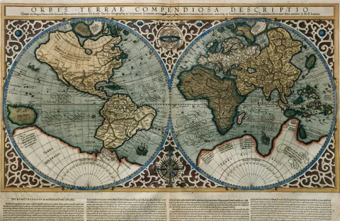 Framed Print : World Map by Rumold Mercator (1512-1594)