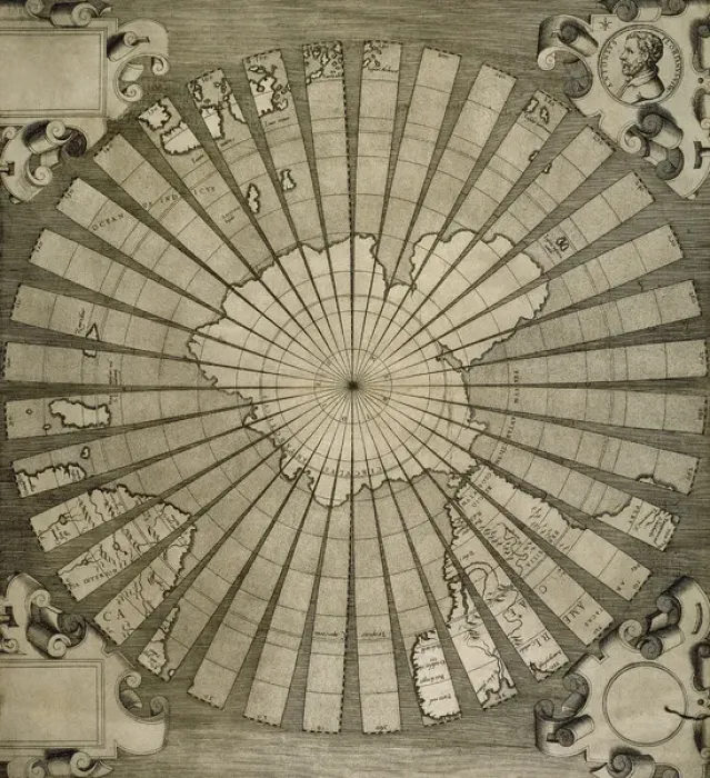 Framed Print : World map. South Pole. Map by Antonius Florianus. Engraving Framed Print : World map. South Pole. Map by Antonius Florianus. Engraving