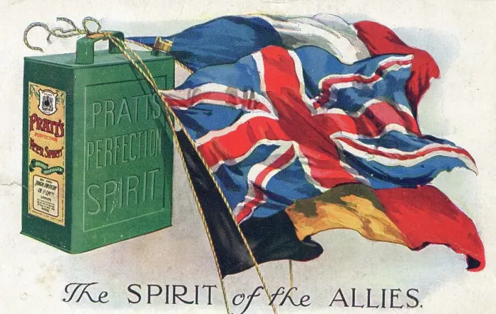 Framed Print : World War 1 patriotic advert for Pratts Motor Spirit Framed Print : World War 1 patriotic advert for Pratts Motor Spirit