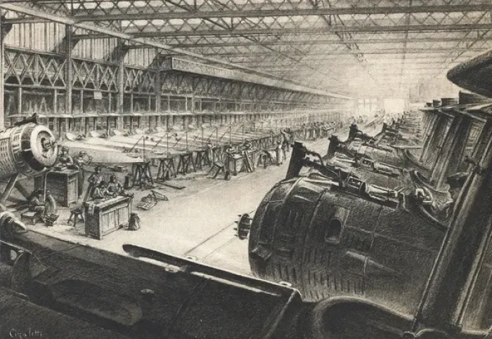 Framed Print : World War I. Aircraft factory Framed Print : World War I. Aircraft factory