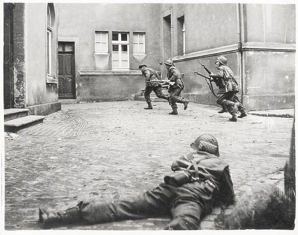 World War II British Army take Lingen, Germany