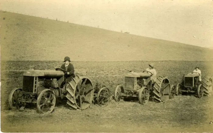 Framed Print : World War One Womens Land Army with Three Fordson Tractors Framed Print : World War One Womens Land Army with Three Fordson Tractors