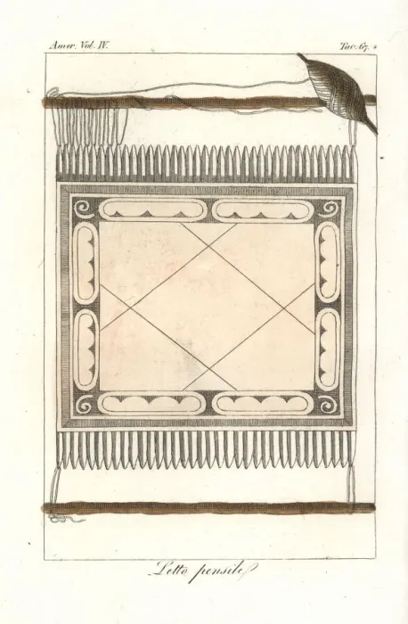 Framed Print : Woven hammock used by the Island Carib or Framed Print : Woven hammock used by the Island Carib or