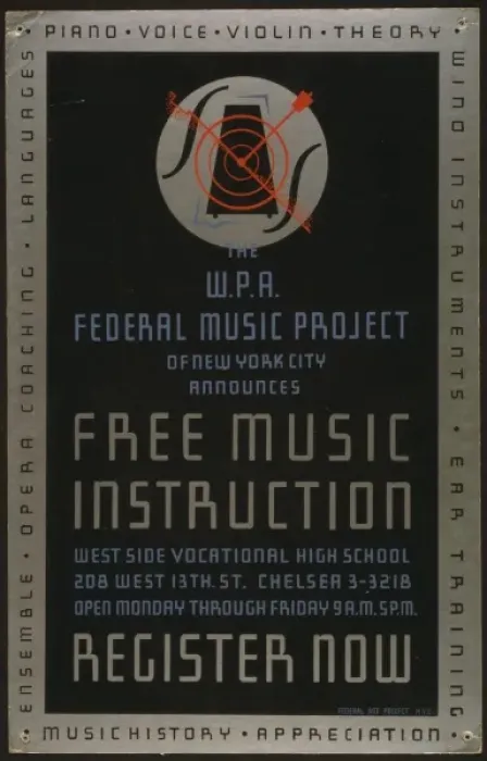 Framed Print : The WPA. Federal Music Project of New York City announces fr Framed Print : The WPA. Federal Music Project of New York City announces fr