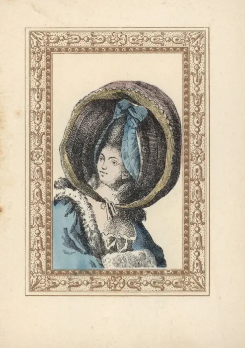 Framed Print : Wpman in a round bonnet called a turned-up calash