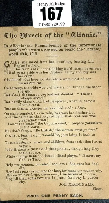 Framed Print : The Wreck of the Titanic - memorial verses Framed Print : The Wreck of the Titanic - memorial verses