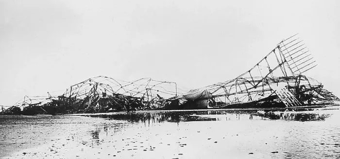 Framed Print : Wreck of Zeppelin L3 in the Faroe Islands early 1900s Framed Print : Wreck of Zeppelin L3 in the Faroe Islands early 1900s