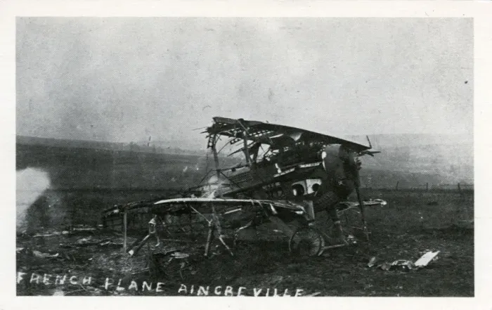 Framed Print : Wrecked French Biplane, Aincreville, Meuse Framed Print : Wrecked French Biplane, Aincreville, Meuse
