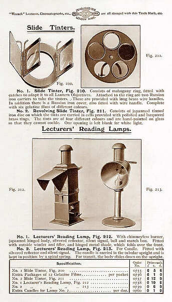 Wrench lecturers reading lamp for magic lantern show