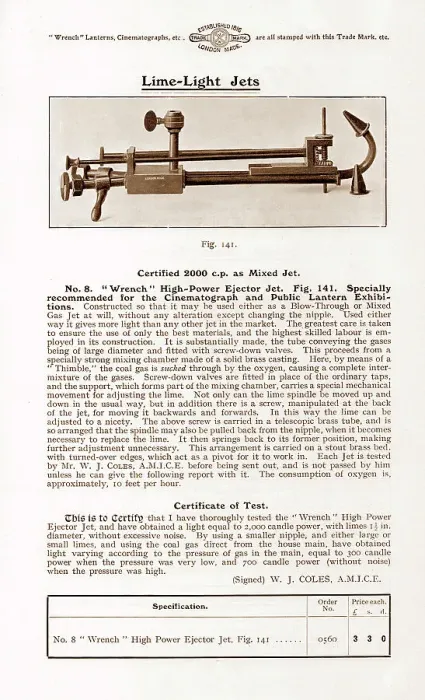 Framed Print : Wrench limelight jets for magic lantern projector