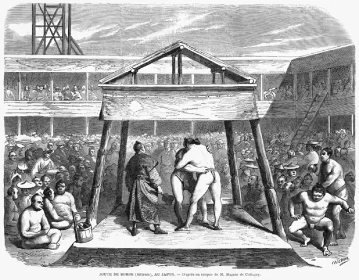 Framed Print : Wrestling in Japan 1860S Framed Print : Wrestling in Japan 1860S