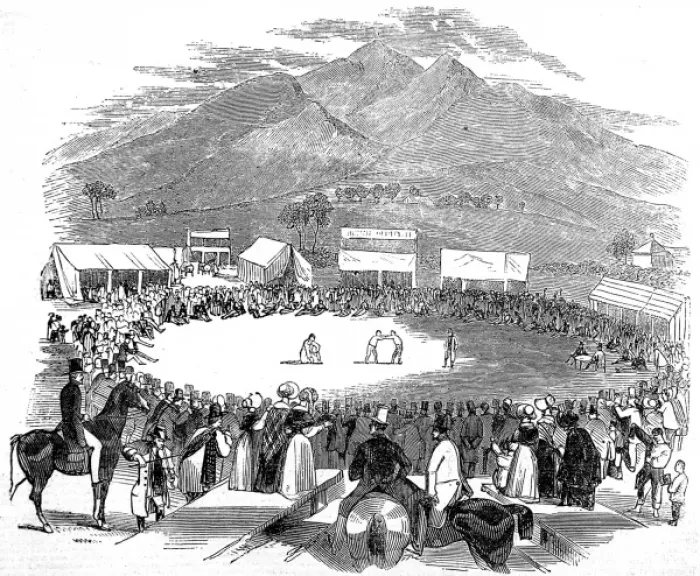 Framed Print : Wrestling Match in Cumberland, 1842 Framed Print : Wrestling Match in Cumberland, 1842