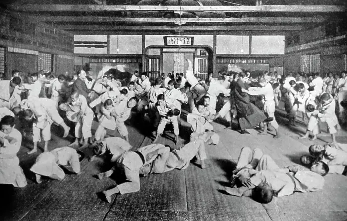 Framed Print : Wrestling School, Japan, early 1900s Framed Print : Wrestling School, Japan, early 1900s