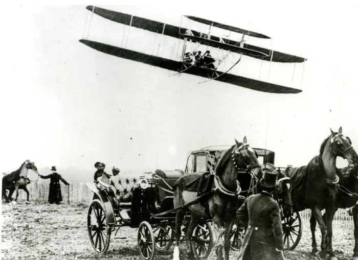 Framed Print : Wright Brothers, American aviation pioneers, in action Framed Print : Wright Brothers, American aviation pioneers, in action