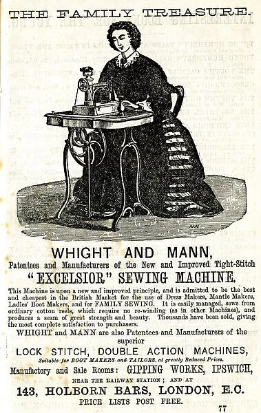 Wright and Mann, Excelsior Sewing Machine, Ipswich