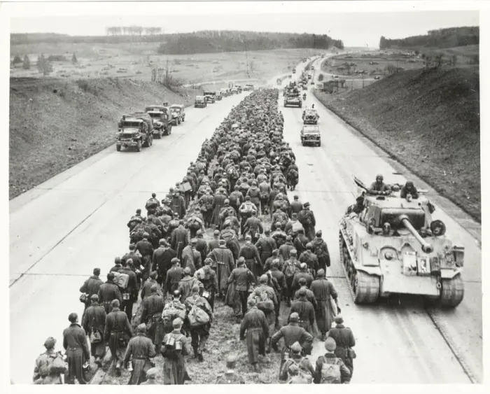 Framed Print : WW II prisoners of war on the autobahn near Giesen Framed Print : WW II prisoners of war on the autobahn near Giesen