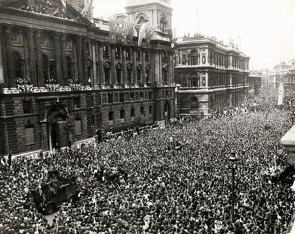 WW II - view of celebrating crowds on VE Day, London