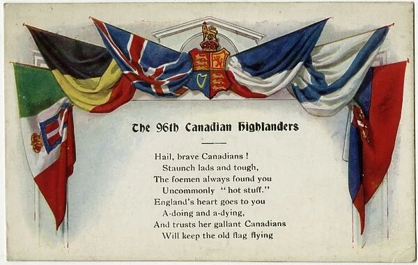 WW1 - 96th Battalion (Canadian Highlanders) - Allied Flags