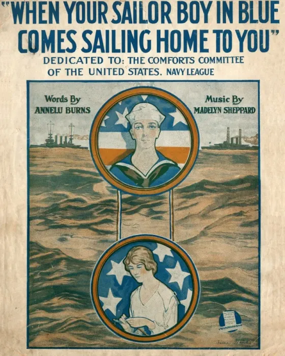 Framed Print : WW1 American knitting song cover Framed Print : WW1 American knitting song cover