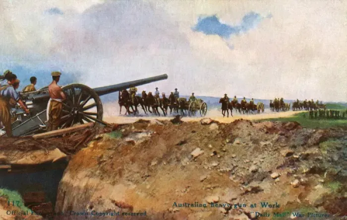 Framed Print : WW1 - Australian Heavy gun at work Framed Print : WW1 - Australian Heavy gun at work