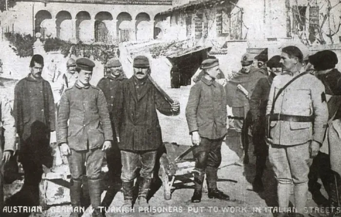 Framed Print : WW1 - Austrian, German and Turkish Prisoners put to work Framed Print : WW1 - Austrian, German and Turkish Prisoners put to work
