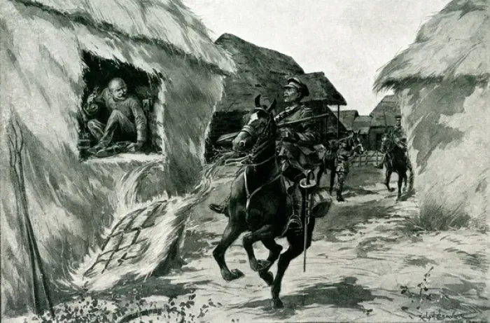 Framed Print : WW1 - British Horse unmasks a German spy hidden in haystack Framed Print : WW1 - British Horse unmasks a German spy hidden in haystack