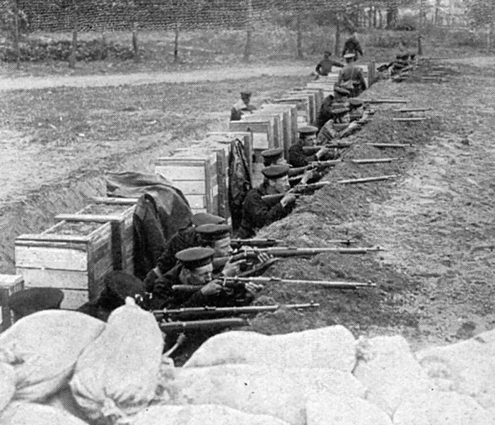 Framed Print : WW1 - British Marines in the Trenches - Defence of Antwerp Framed Print : WW1 - British Marines in the Trenches - Defence of Antwerp