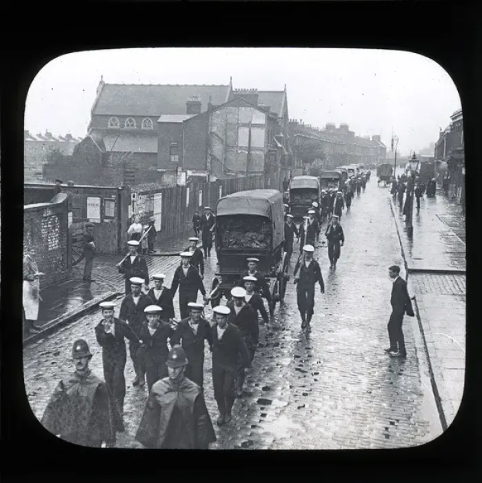 Framed Print : WW1 British Navy - Bluejackets - Wagon Procession Framed Print : WW1 British Navy - Bluejackets - Wagon Procession