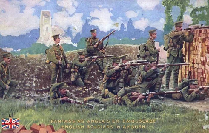Framed Print : WW1 - British Sharpshooters set an ambush Framed Print : WW1 - British Sharpshooters set an ambush