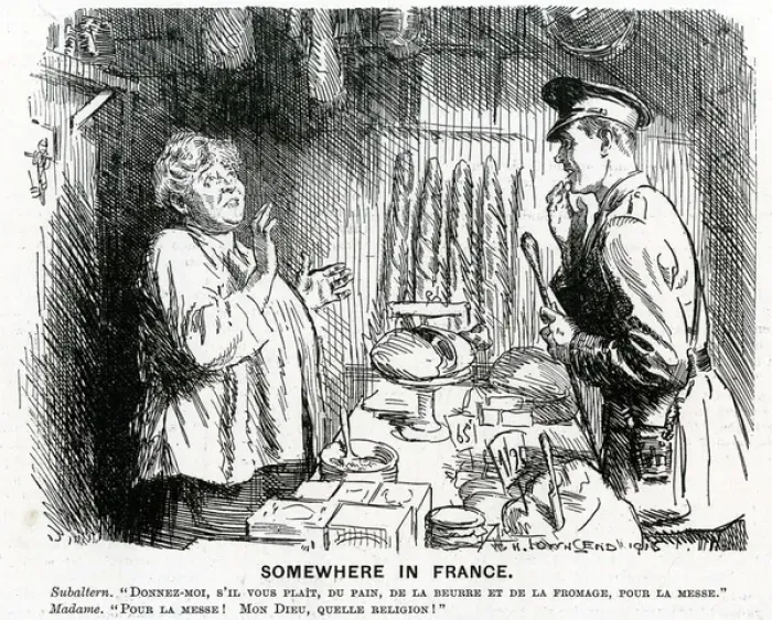 Framed Print : WW1 - British Subaltern buys supplies Framed Print : WW1 - British Subaltern buys supplies