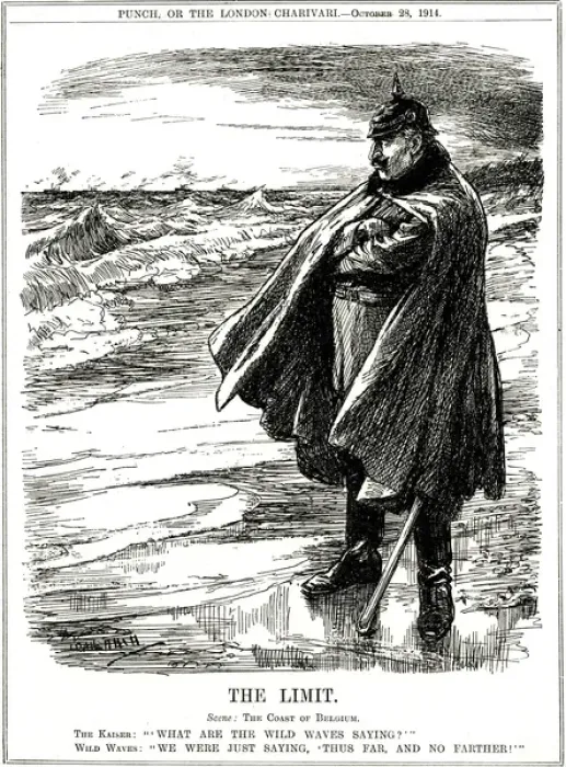 Framed Print : WW1 - Cartoon - Kaiser on North Sea coast Framed Print : WW1 - Cartoon - Kaiser on North Sea coast