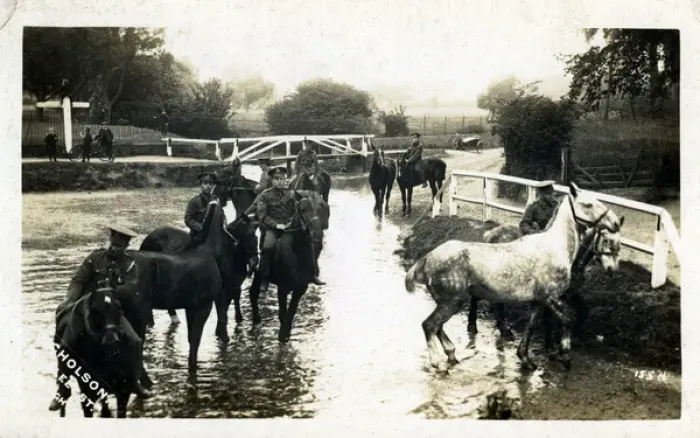 Framed Print : WW1 Cavalrymen on Canal, Worth, Sussex Framed Print : WW1 Cavalrymen on Canal, Worth, Sussex