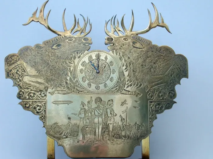 Framed Print : WW1 clock with caribou head decoration Framed Print : WW1 clock with caribou head decoration