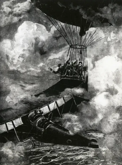 Framed Print : WW1 - Close encounter between aeroplane and balloon Framed Print : WW1 - Close encounter between aeroplane and balloon