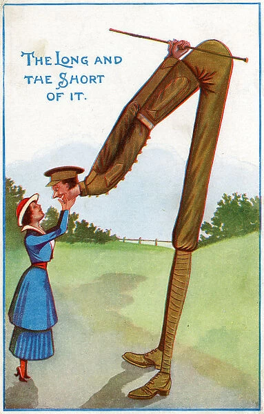 WW1 - Comic Postcard - The Long and the Short of it