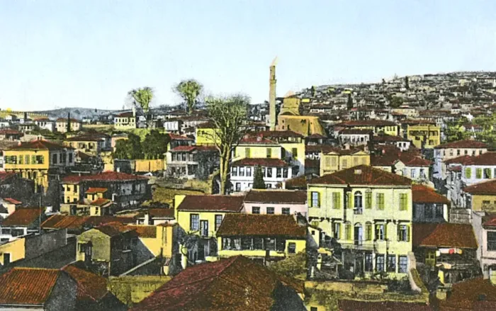 Framed Print : WW1 era - Panorama of Thessaloniki - showing bent minaret Framed Print : WW1 era - Panorama of Thessaloniki - showing bent minaret