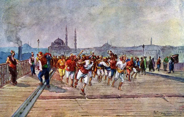 Framed Print : WW1 - First victory of the war celebrated on Galata Bridge Framed Print : WW1 - First victory of the war celebrated on Galata Bridge