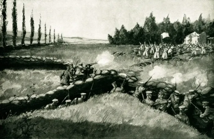 Framed Print : WW1 - German attack under the cover of the white flag Framed Print : WW1 - German attack under the cover of the white flag