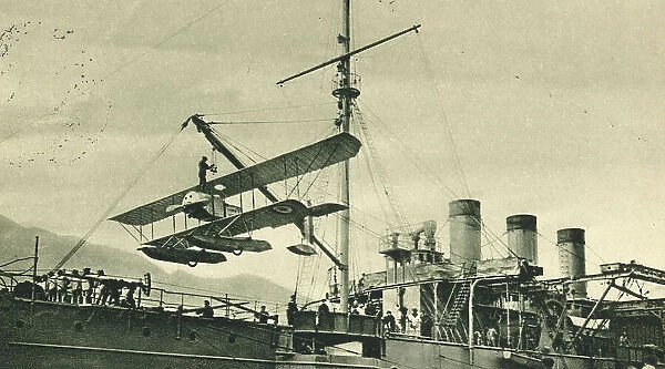 WW1 German Navy recovering an enemy French Biplane