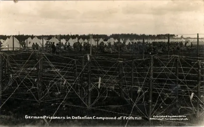 Framed Print : WW1 German Prisoners in Detention Compound at Frith Hill Framed Print : WW1 German Prisoners in Detention Compound at Frith Hill