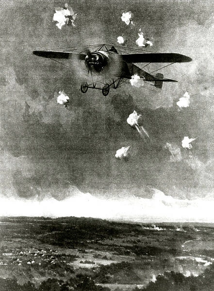 WW1 - German Taube defies allied anti-aircraft fire