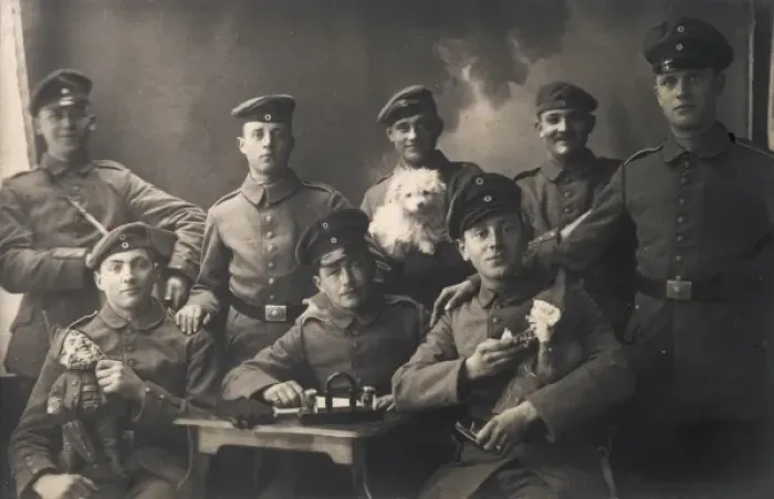 Framed Print : Ww1 Germans with Mascots Framed Print : Ww1 Germans with Mascots