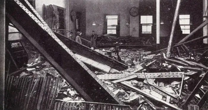 Framed Print : WW1 - Home Front - Daylight Air Raid - Damage to GPO, London Framed Print : WW1 - Home Front - Daylight Air Raid - Damage to GPO, London