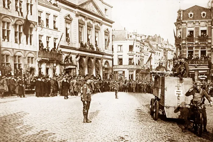 Framed Print : WW1 Inspecting troops in Mons Framed Print : WW1 Inspecting troops in Mons