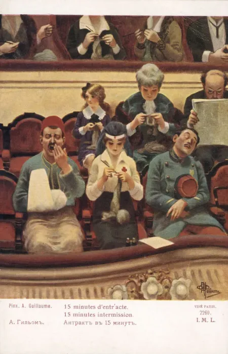 Framed Print : WW1 - Knitting during show intermission, Paris Framed Print : WW1 - Knitting during show intermission, Paris